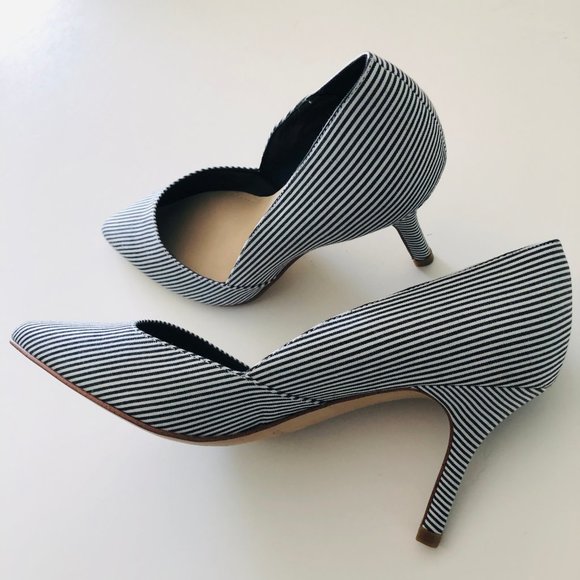 MARC FISHER Classic Black/White Stripe Heels EUC - Picture 2 of 9